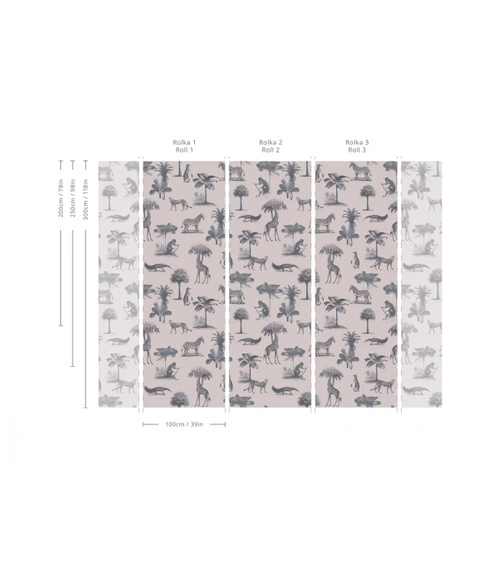 Tapeta Artystyczna Vintage animals purple