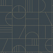 Modna tapeta 139210 geometryczna w stylu Art Deco ciemnoniebieska złota