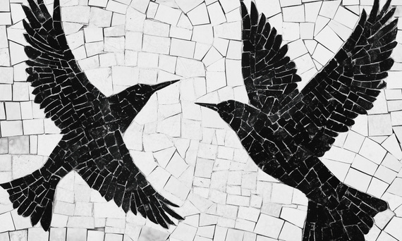 Tapeta artystyczna Wallart Birds ptaki mozaika