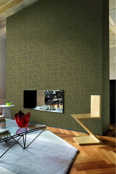 Zmywalna tapeta 24026 geometryczne linie musztardowe