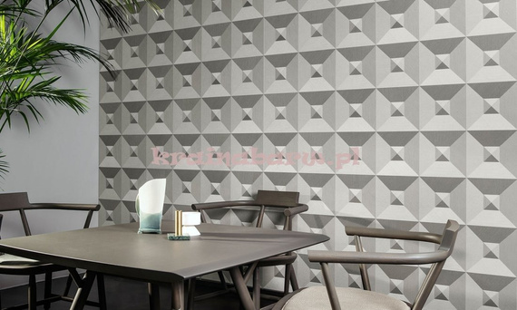 Tapeta geometryczna iluzja 3D kwadraty trójkąty w odcieniach czerwieni i brązu w dotyku strukturą 