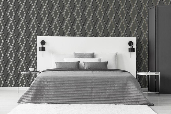 Nowoczesna  tapeta z geometrycznym wzorem  na szarym tle