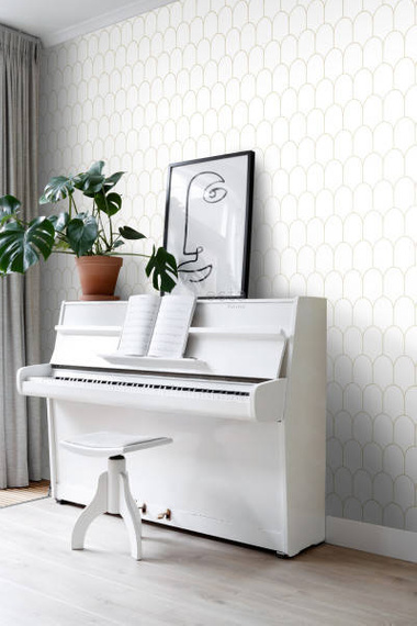 Tapeta 139139 łuki w stylu Art Deco biało złote