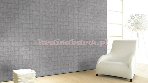 Nowoczesna geometryczna tapeta z kwadratami w przecieranych szarościach i śliwkowym brązie