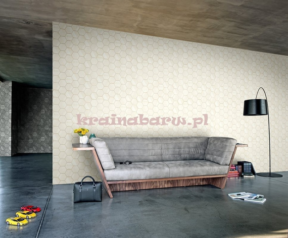 Lamborghini nowoczesna tapeta geometryczna heksagony w szaro srebrzysta