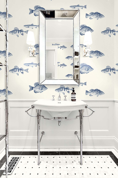 Oryginalna tapeta tekstylna Carl Robinson CL71408 ryby grafika