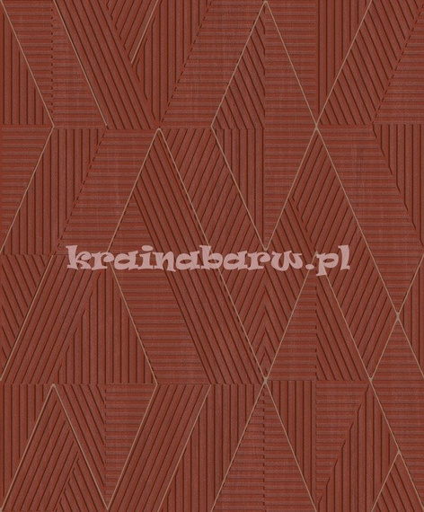 Nowoczesna tapeta geometryczna  impresja romby  3D ceglasta czerwień