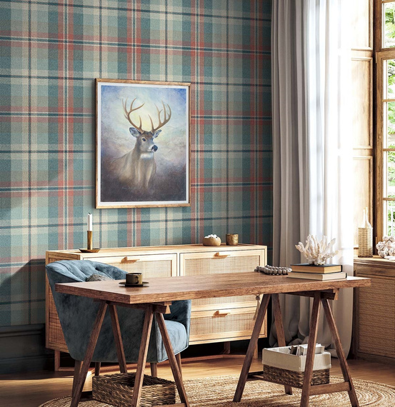 Tapeta Carl Robinson CL71105 szkocka krata tkanina imitacja