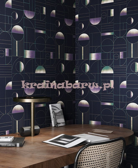 Nowoczesna tapeta prosta geometria na granatowym tle