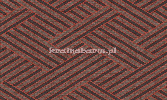 Nowoczesna geometryczna tapeta z dużym wzorem w brązach i czerwieni w stylu Art-Deco z efektem 3D