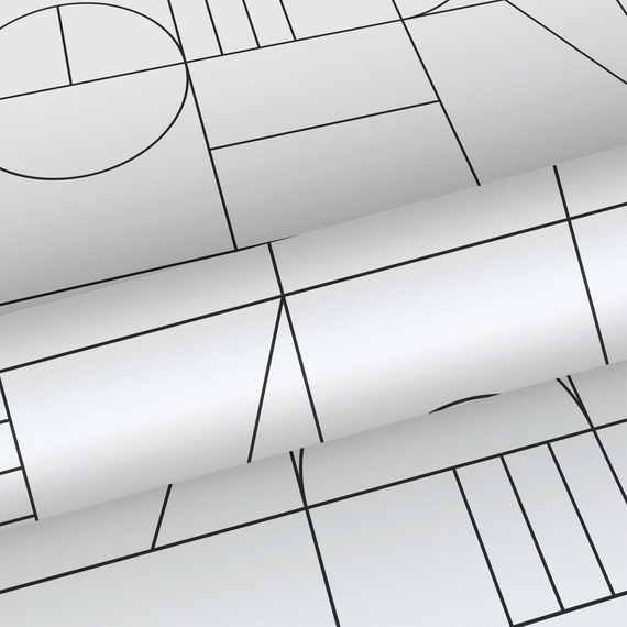 Modna tapeta 139142 geometryczna w stylu Art Deco biało czarna