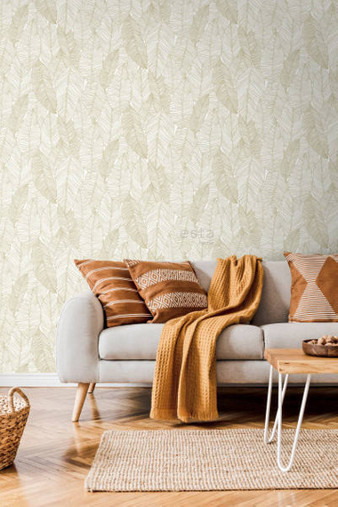 Tapeta 139125 złote liście na białym tle