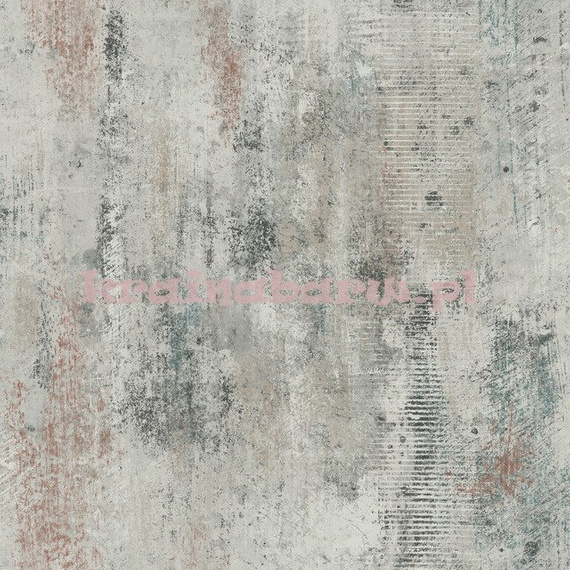 Tapeta kolorowa imitacja przecieranego tynku szaro beżowa z brązem