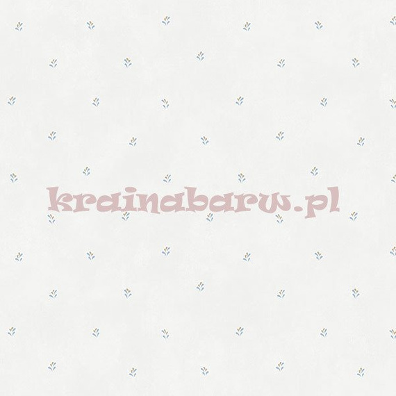 Tapeta z drobnym niebiesko beżowym listkiem na białym tle