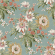 Tapeta 116632 kwiaty na niebieskozielonym tle