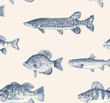 Oryginalna tapeta tekstylna Carl Robinson CL71402 ryby grafika