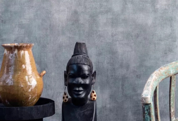 Tapeta TA25002 Thaiti tło przecierane płótno szaro beżowa