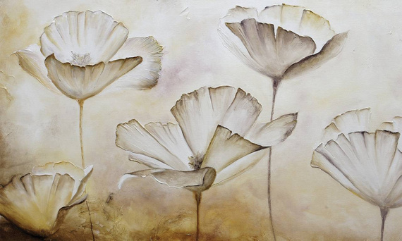 Tapeta Artystyczna Beige flowers