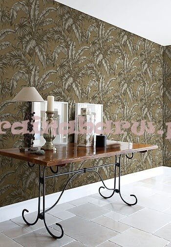  Tapeta w duże czarno szarosrebrzyste liście na białym tle 