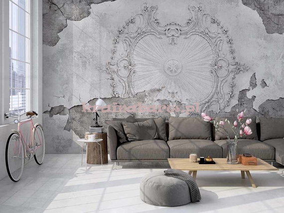 Fototapeta Stylowa rozeta na betonowej ścianie vintage Bohemia