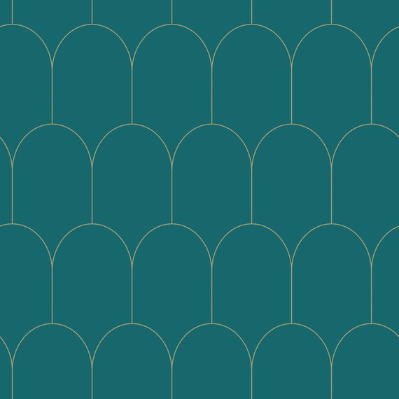 Modna tapeta 139205 łuki w stylu Art Deco turkusowa złota