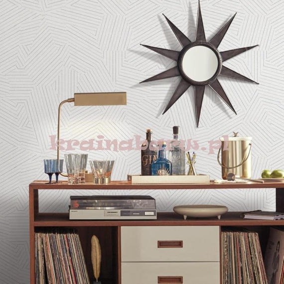 Tapeta  z geometrycznym wzorem na jasnym kremowym tle