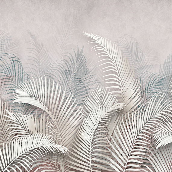 Fototapeta Liście palmy szare 3D