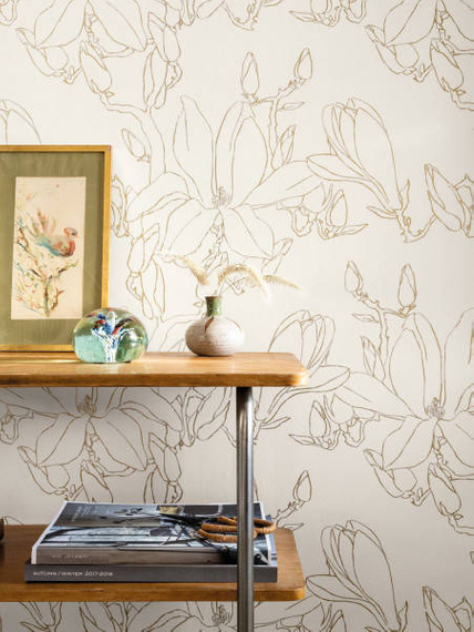 Tapeta 83822303 srebrzysto złote magnolie