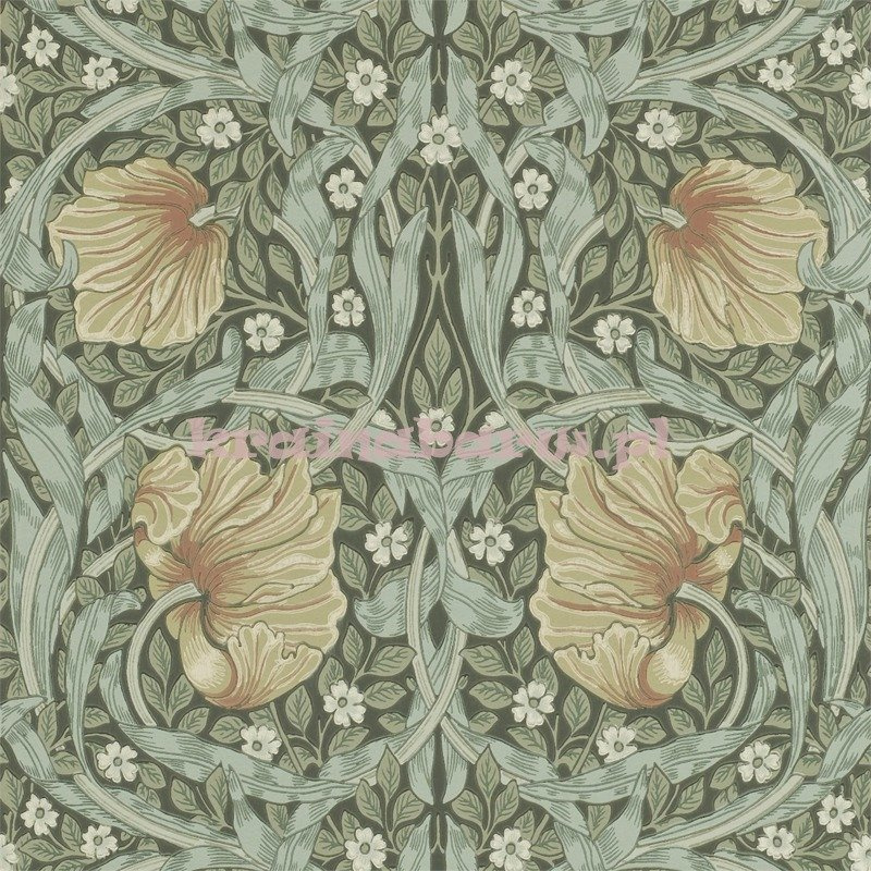 Klasyczna Tapeta Z Kwiatem Beżowym Liśćmi I Tłem W Zieleniach