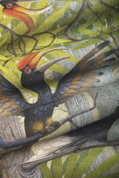 Ekskluzywny mural Drzewa kolorowe ptaki Hornbill 1 Blue Kids Fantasy